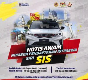 JPJ buka bidaan nombor pendaftaran istimewa SIS
