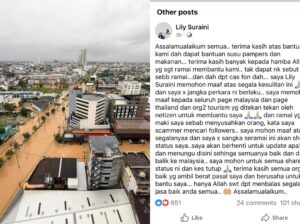 Wanita Malaysia terkandas di Hatyai mohon maaf, sahkan sudah terima bantuan